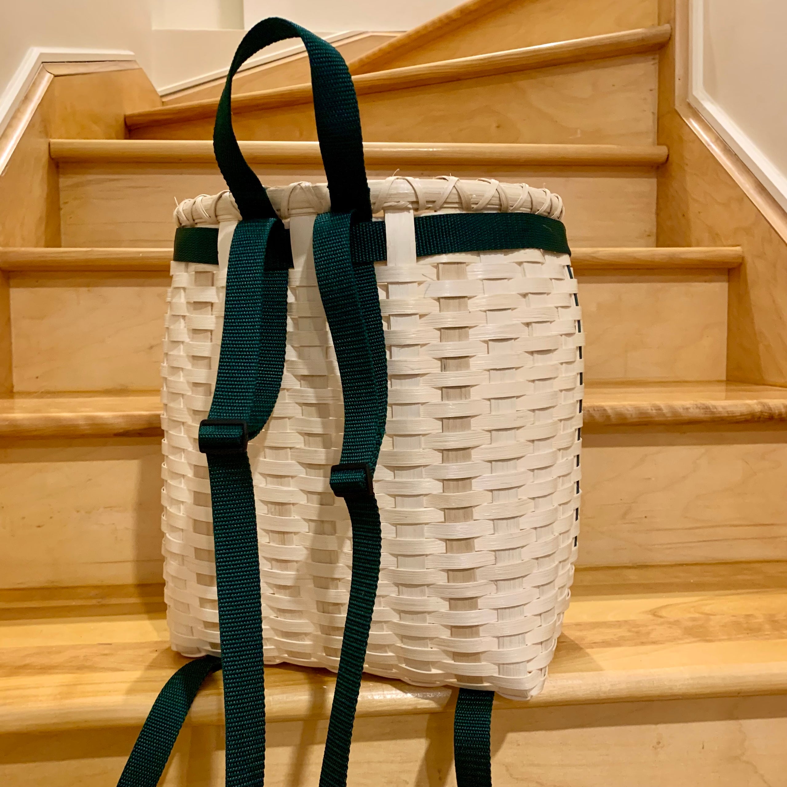 Panier sac a dos picots orange et vert CaroPaniersBaskets