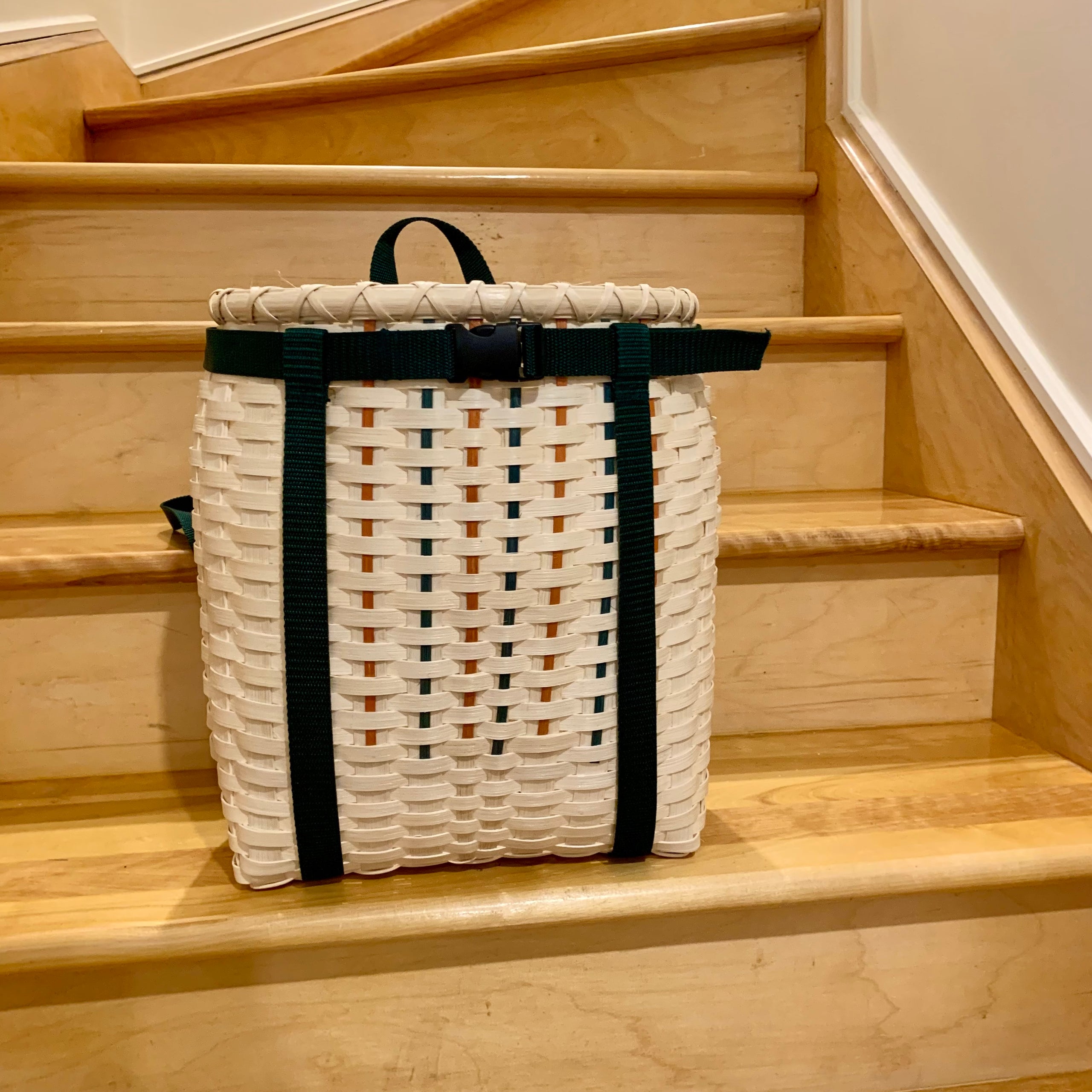 Panier sac a dos picots orange et vert CaroPaniersBaskets